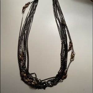 J.Crew gunmetal and gold long necklace
